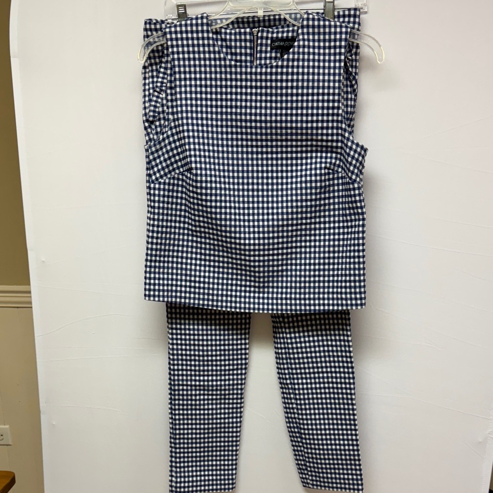 Cynthia Rowley Pant and Top Set Navy and White Checked Size Small